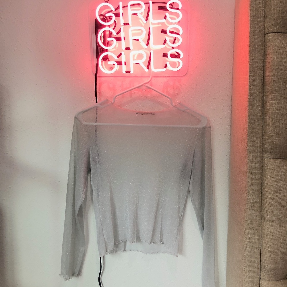 See Through sparkly long brandy Melville top